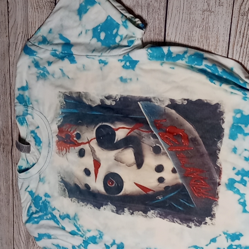 Hand Bleached Jason Voorhees Unisex Tie Dye Tee - Picture 2 of 6